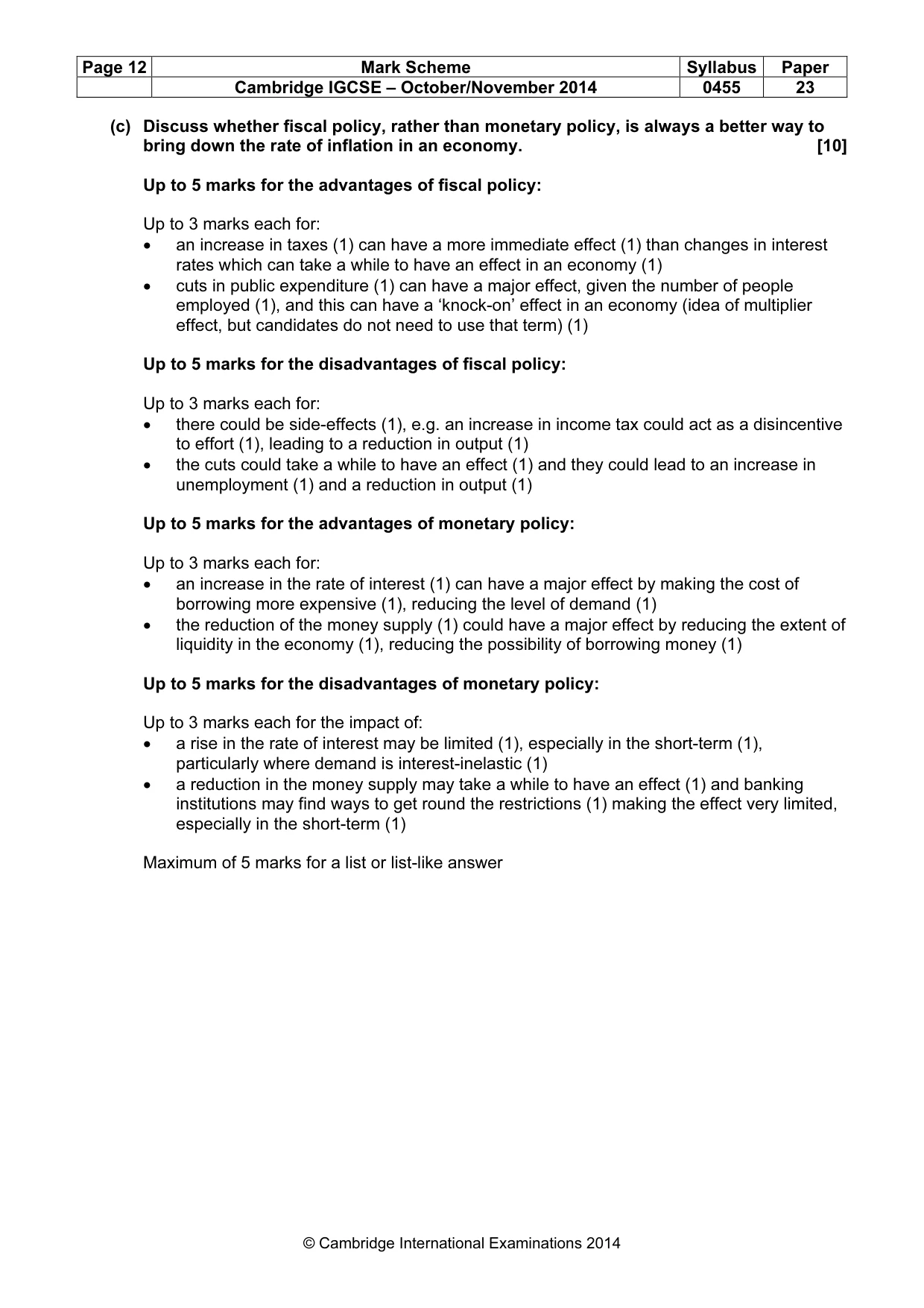 Mark scheme, page 12 of 16