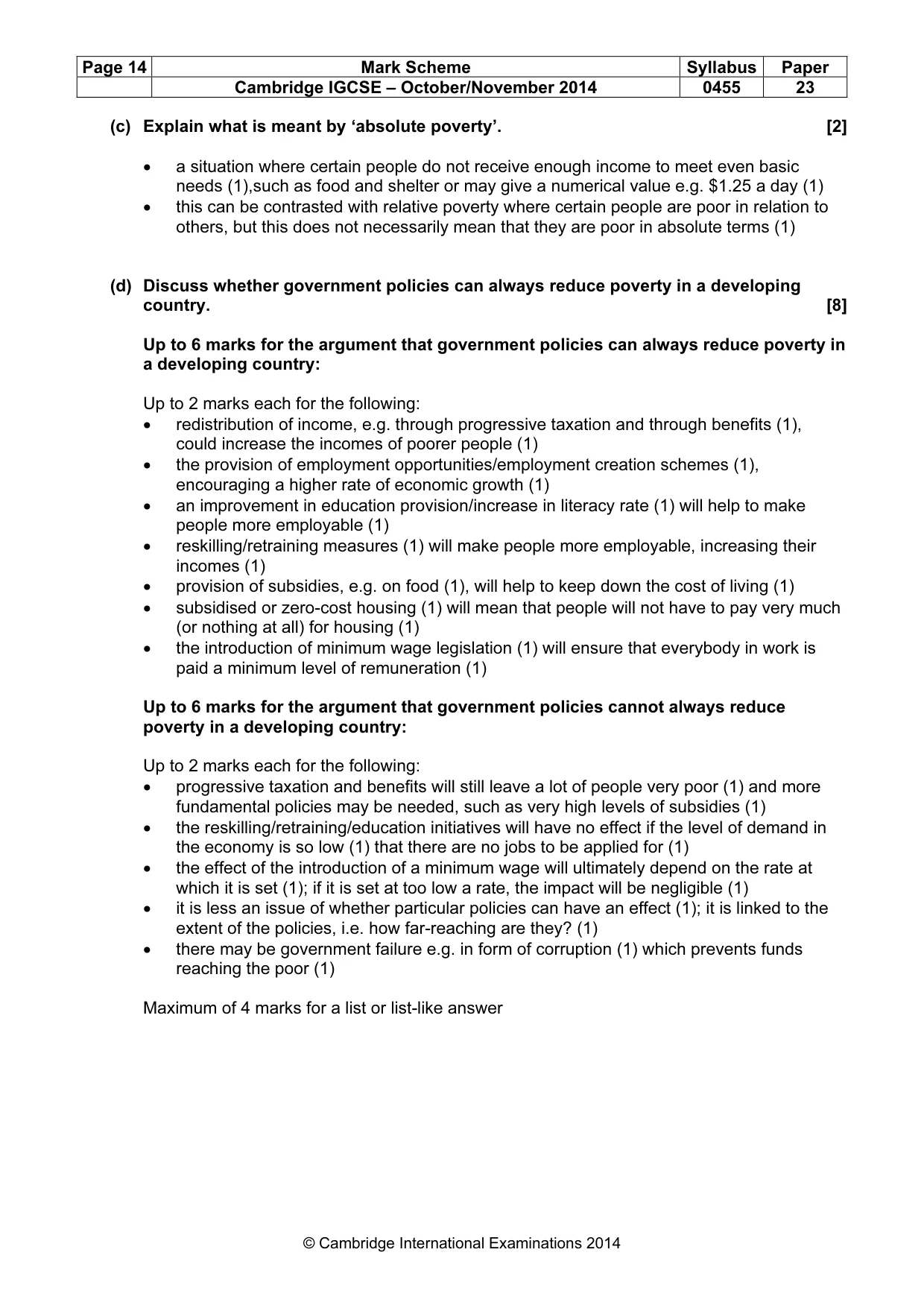 Mark scheme, page 14 of 16