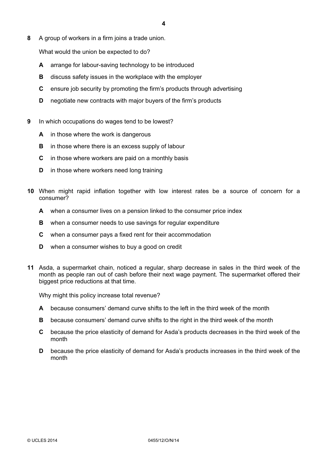 Cambridge IGCSE Economics 0455 2014 Oct/Nov Paper 1 · Variant 2 question paper, page 4 of 12