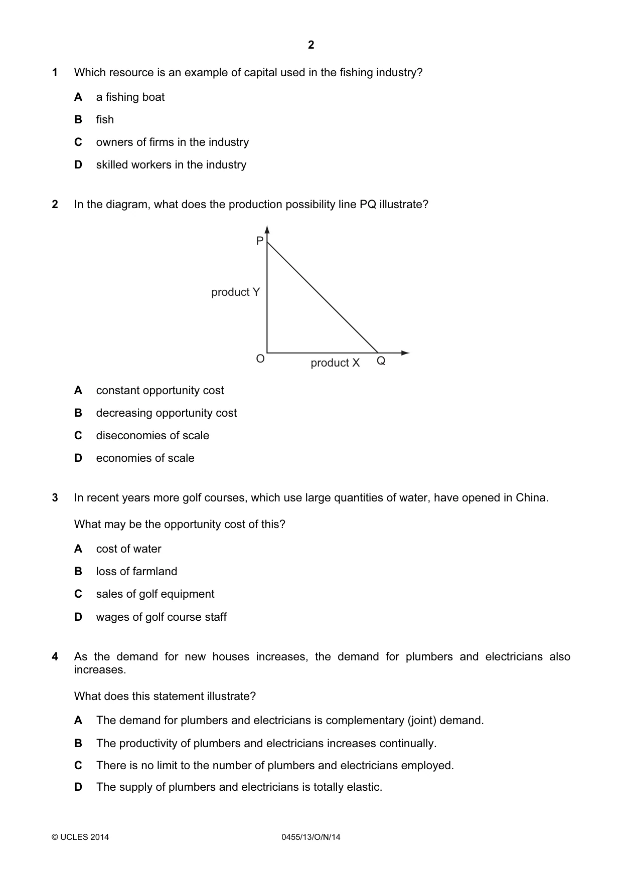 Cambridge IGCSE Economics 0455 2014 Oct/Nov Paper 1 · Variant 3 question paper, page 2 of 12
