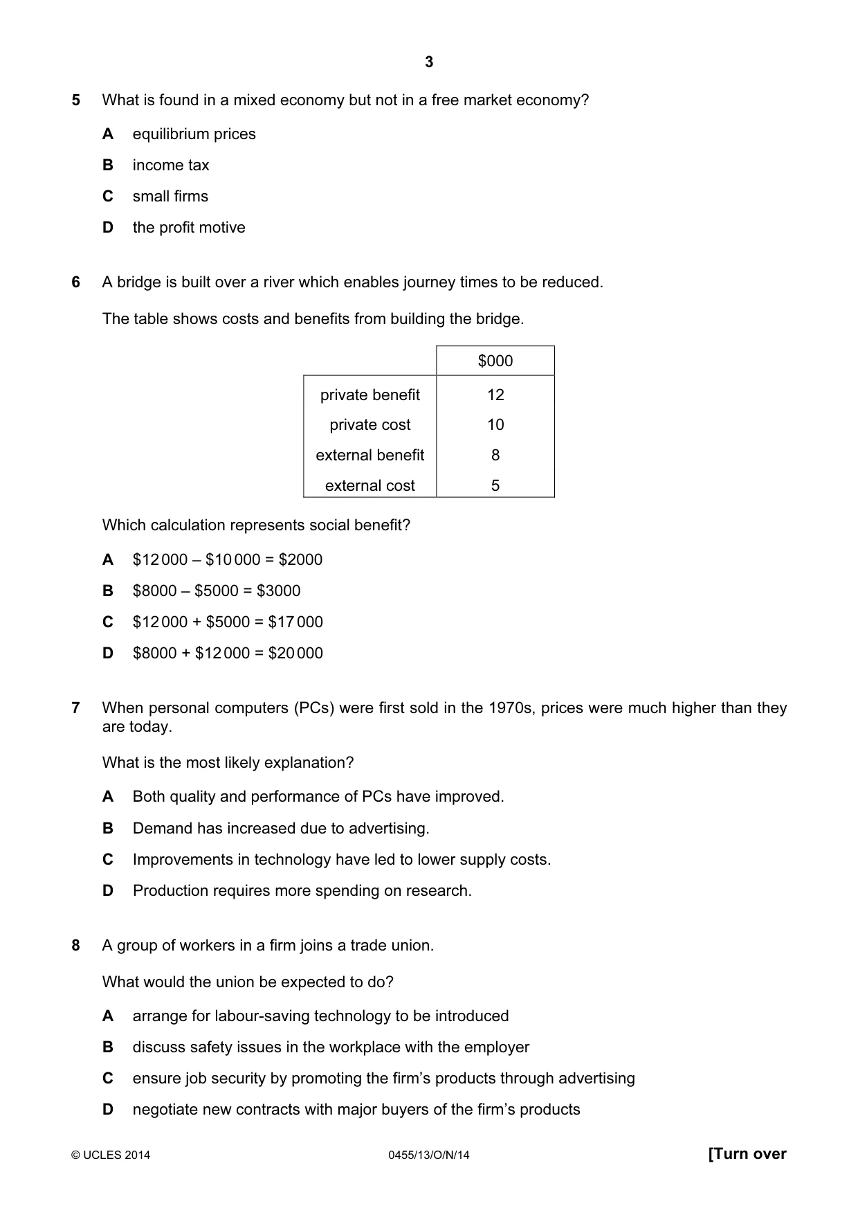 Cambridge IGCSE Economics 0455 2014 Oct/Nov Paper 1 · Variant 3 question paper, page 3 of 12