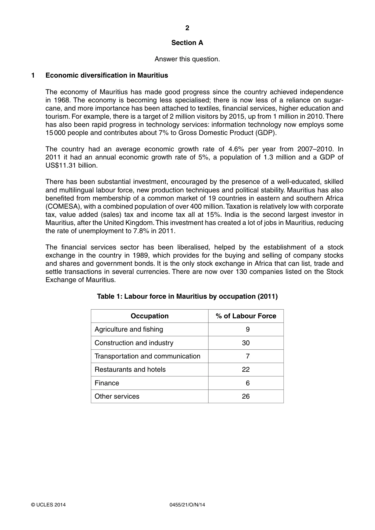Cambridge IGCSE Economics 0455 2014 Oct/Nov Paper 2 · Variant 1 question paper, page 2 of 4