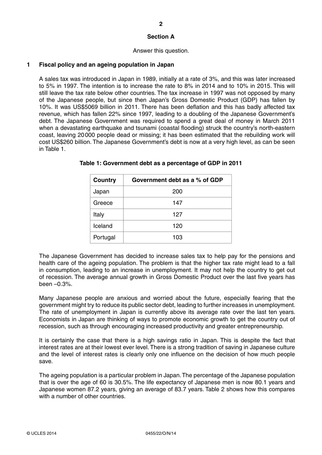 Cambridge IGCSE Economics 0455 2014 Oct/Nov Paper 2 · Variant 2 question paper, page 2 of 8