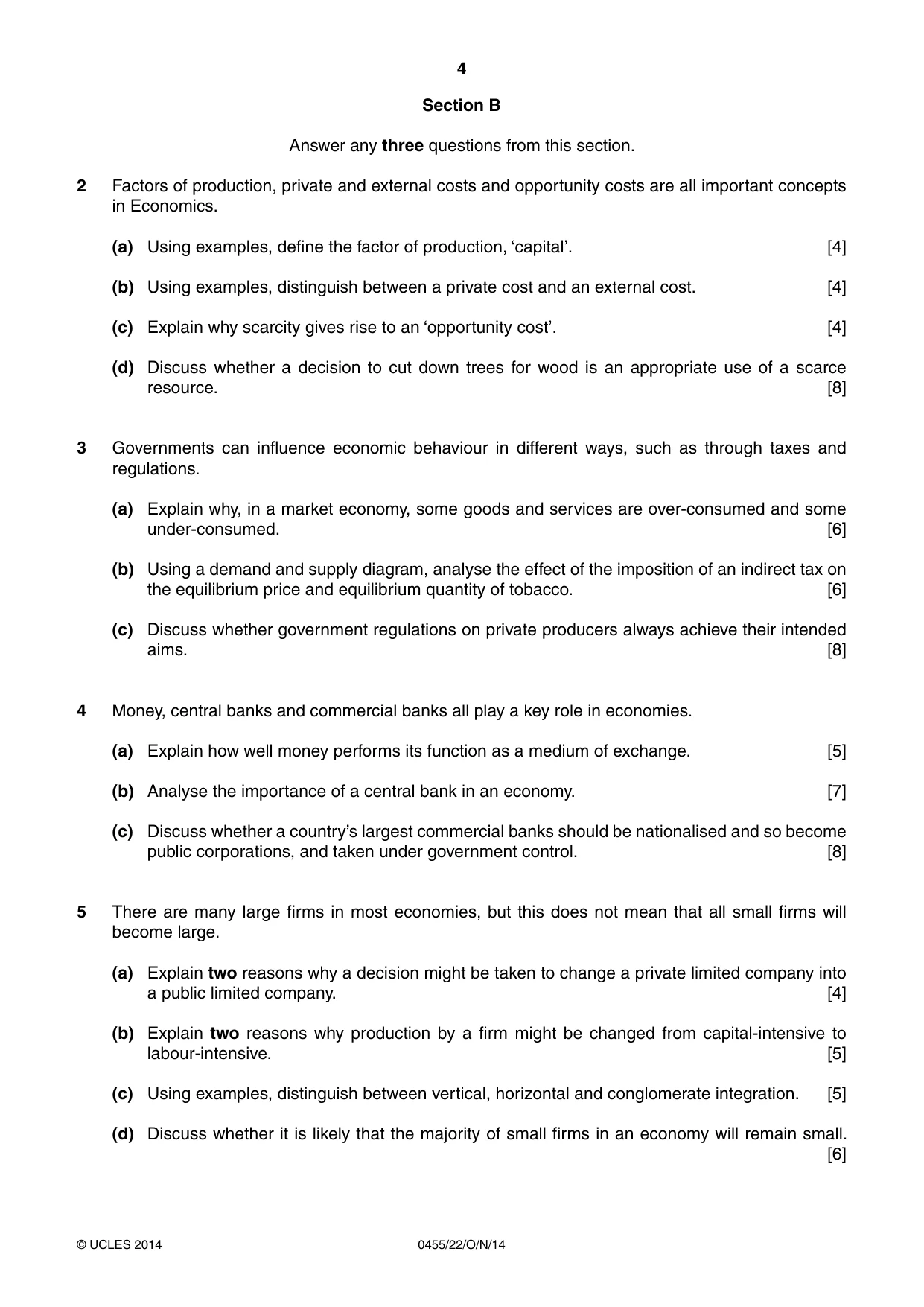 Cambridge IGCSE Economics 0455 2014 Oct/Nov Paper 2 · Variant 2 question paper, page 4 of 8