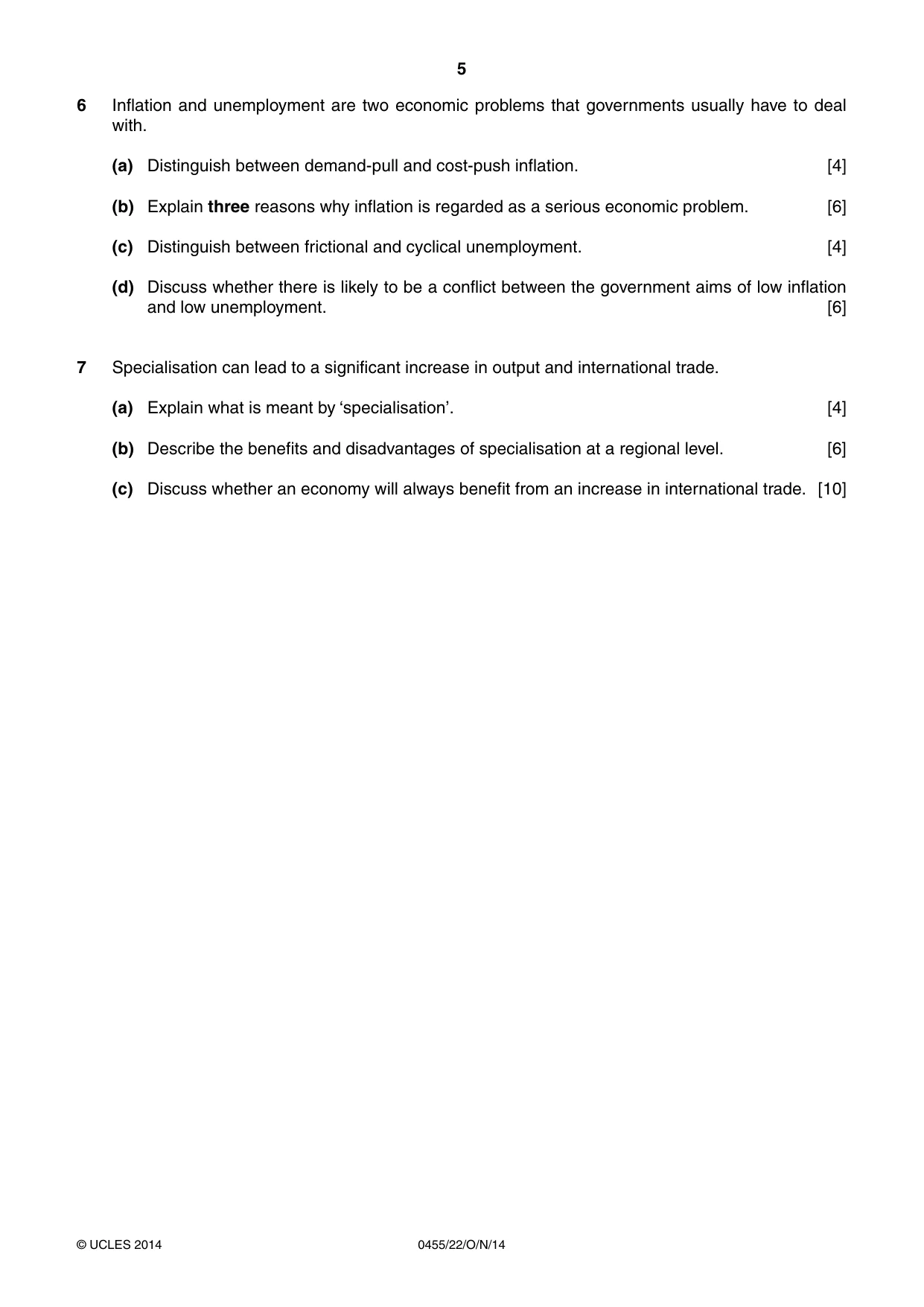 Cambridge IGCSE Economics 0455 2014 Oct/Nov Paper 2 · Variant 2 question paper, page 5 of 8