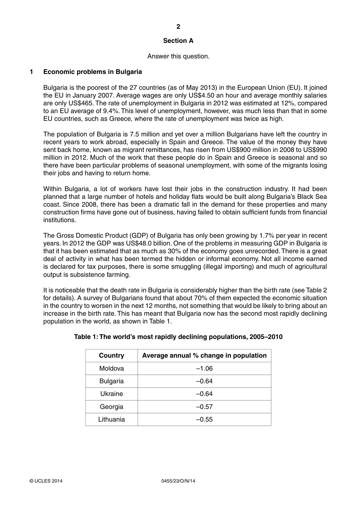 Cambridge IGCSE Economics 0455 2014 Oct/Nov Paper 2 · Variant 3 question paper, page 2 of 8