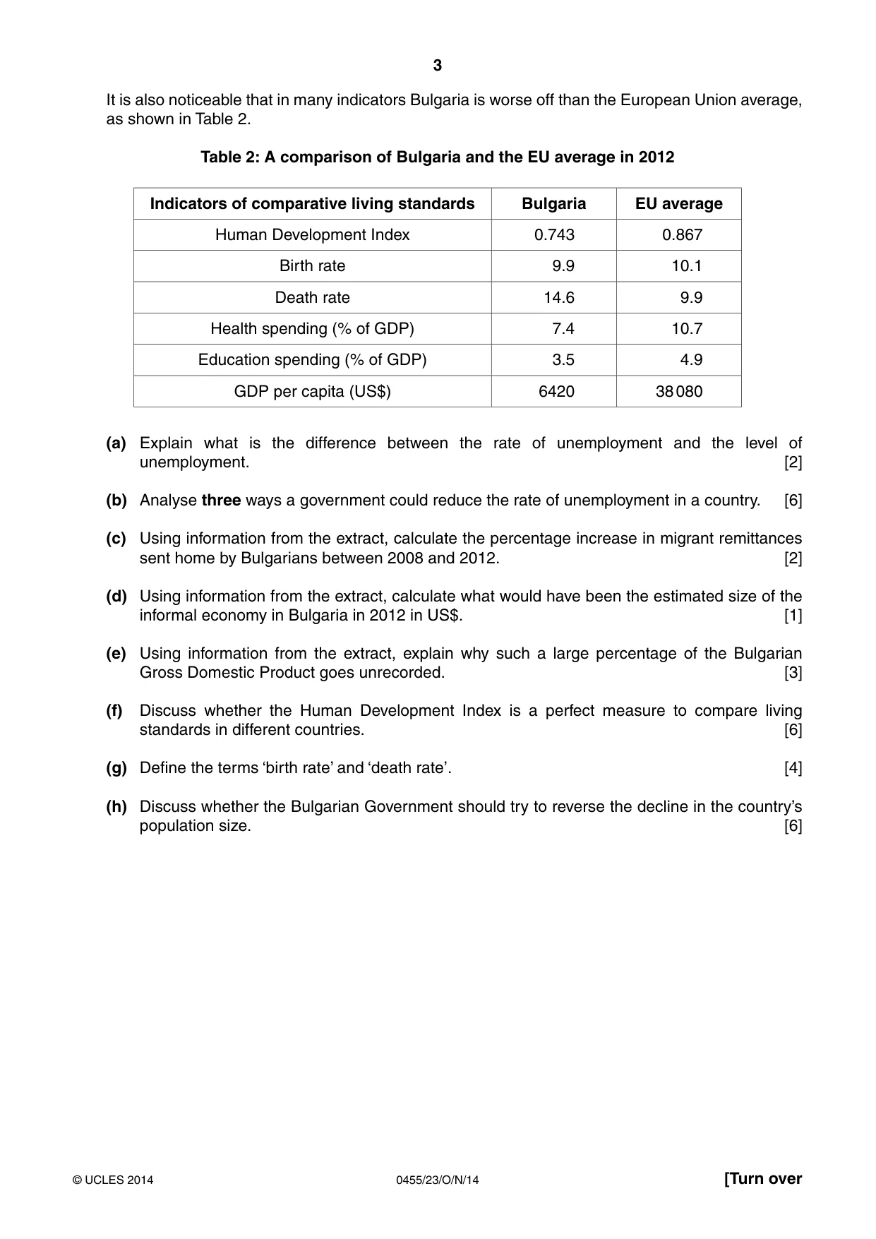 Cambridge IGCSE Economics 0455 2014 Oct/Nov Paper 2 · Variant 3 question paper, page 3 of 8