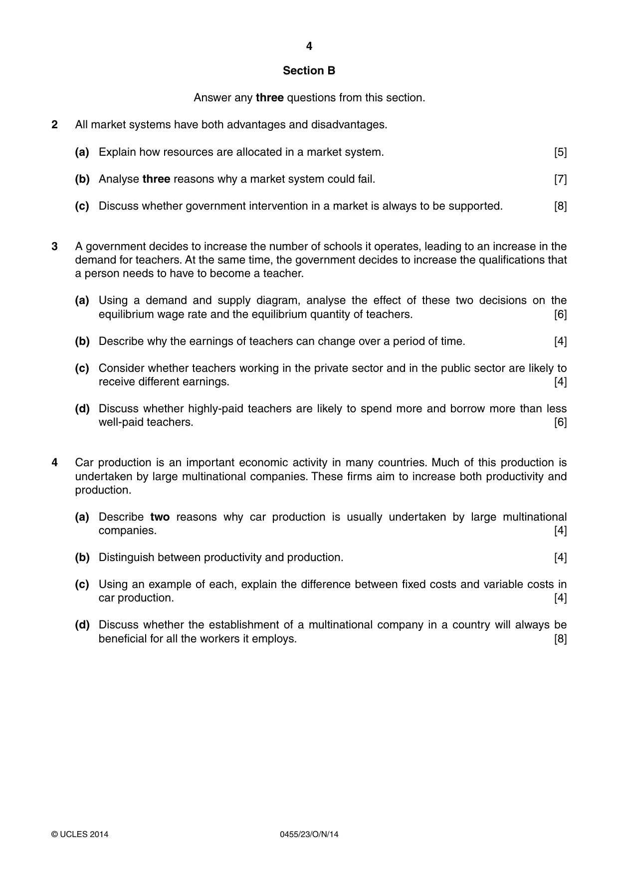 Cambridge IGCSE Economics 0455 2014 Oct/Nov Paper 2 · Variant 3 question paper, page 4 of 8