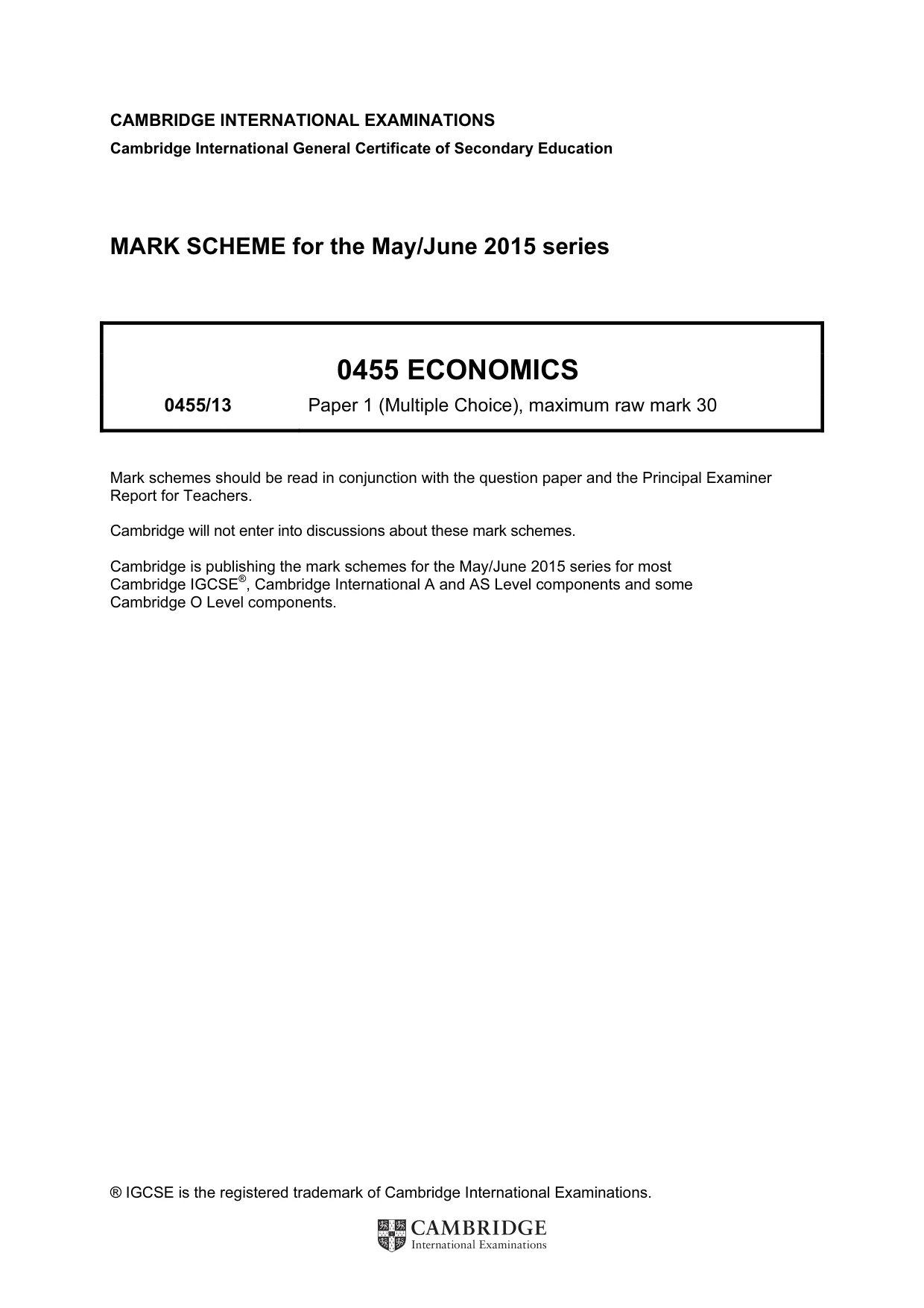 Mark scheme, page 1 of 2
