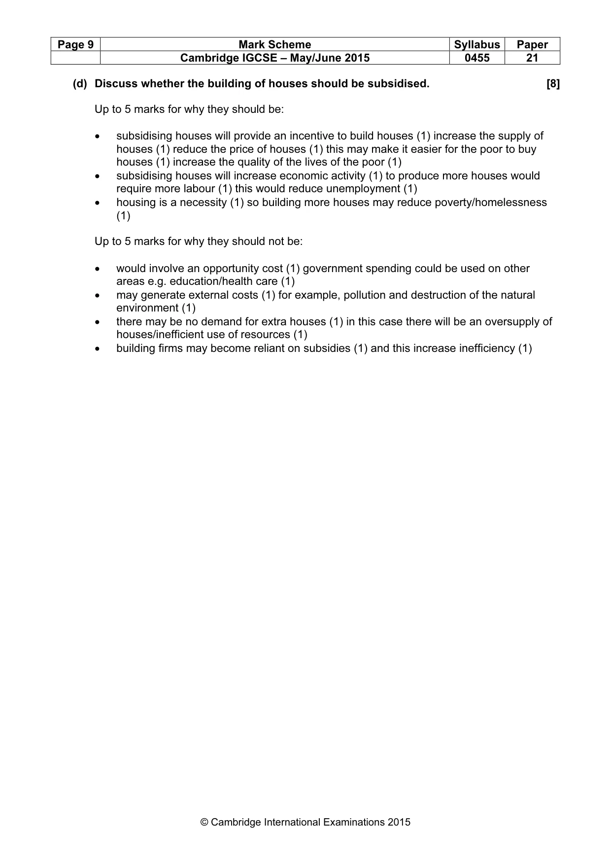Mark scheme, page 9 of 15