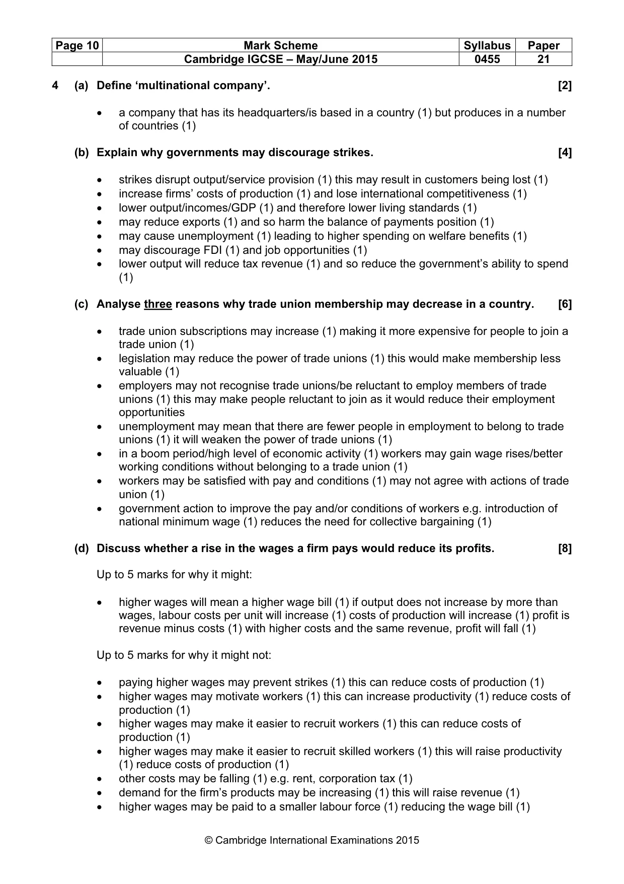 Mark scheme, page 10 of 15