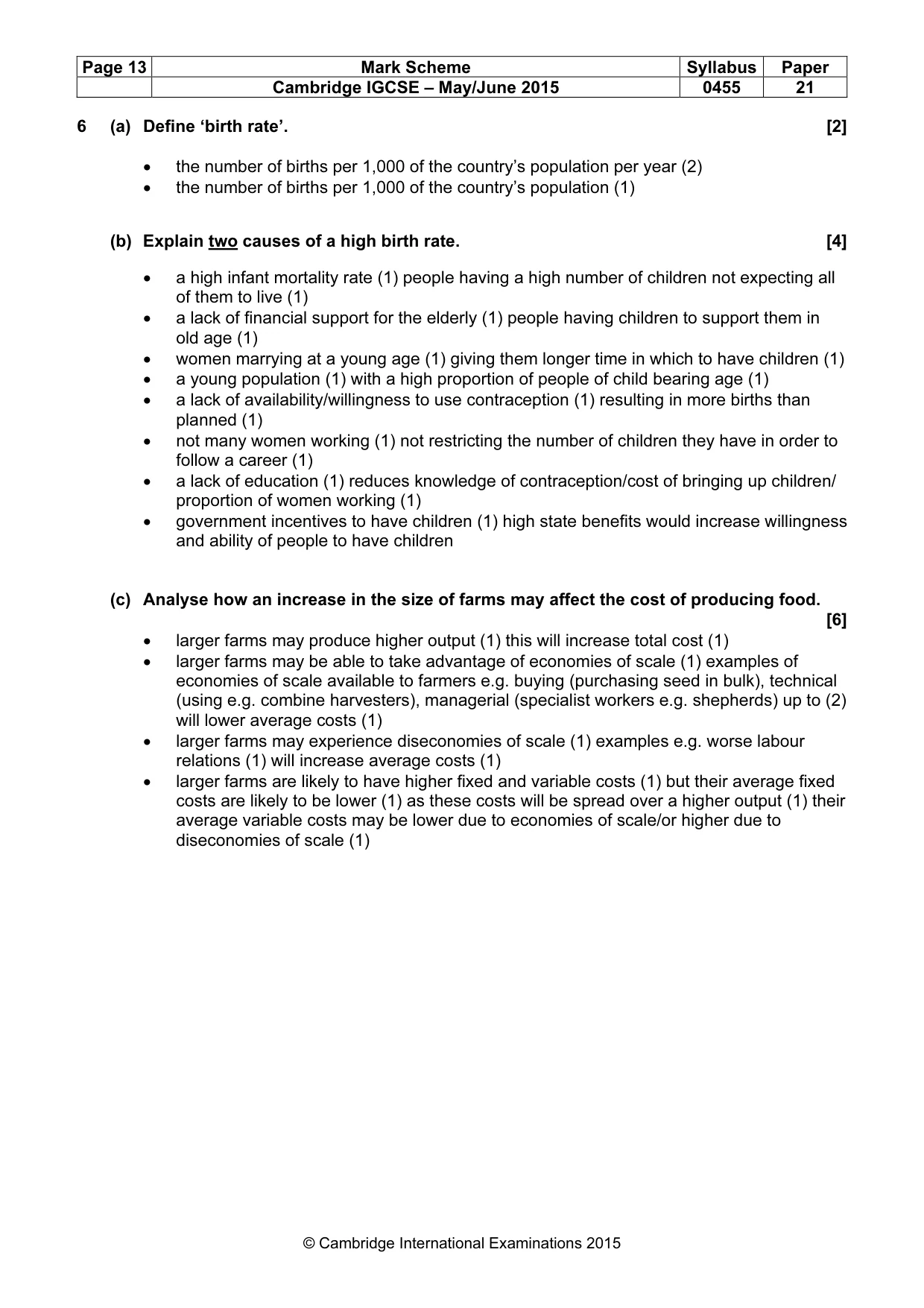 Mark scheme, page 13 of 15