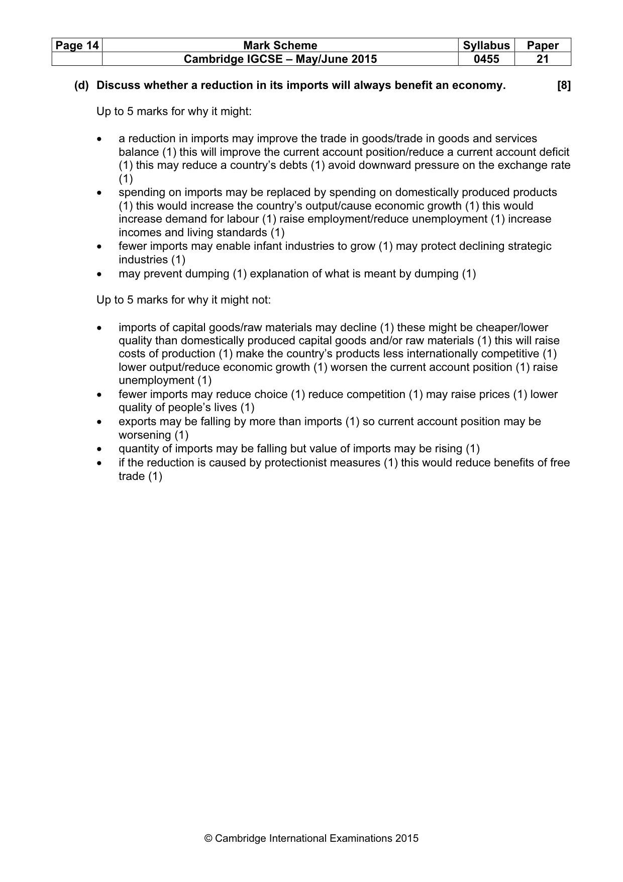 Mark scheme, page 14 of 15