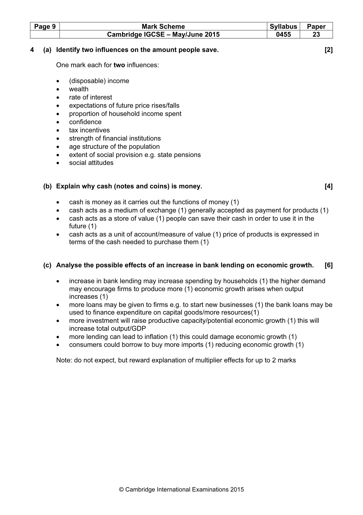 Mark scheme, page 9 of 16