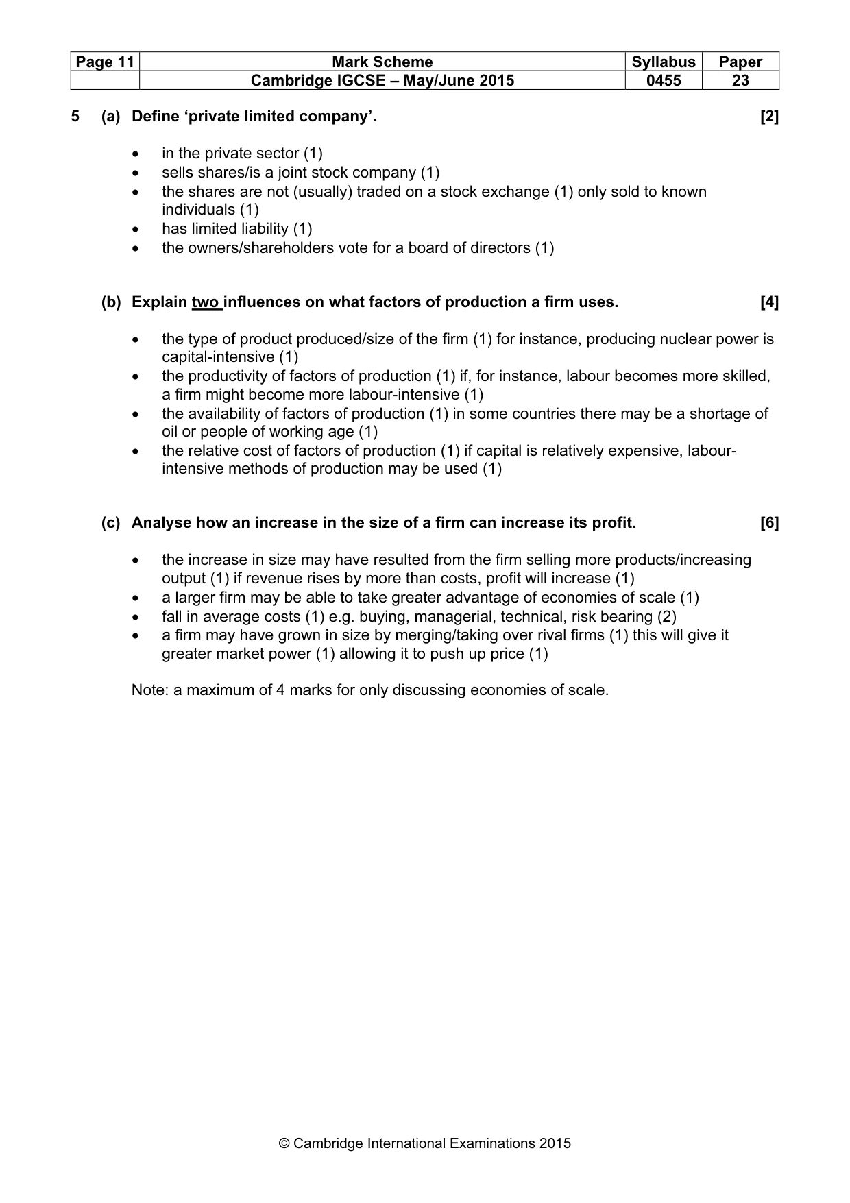 Mark scheme, page 11 of 16