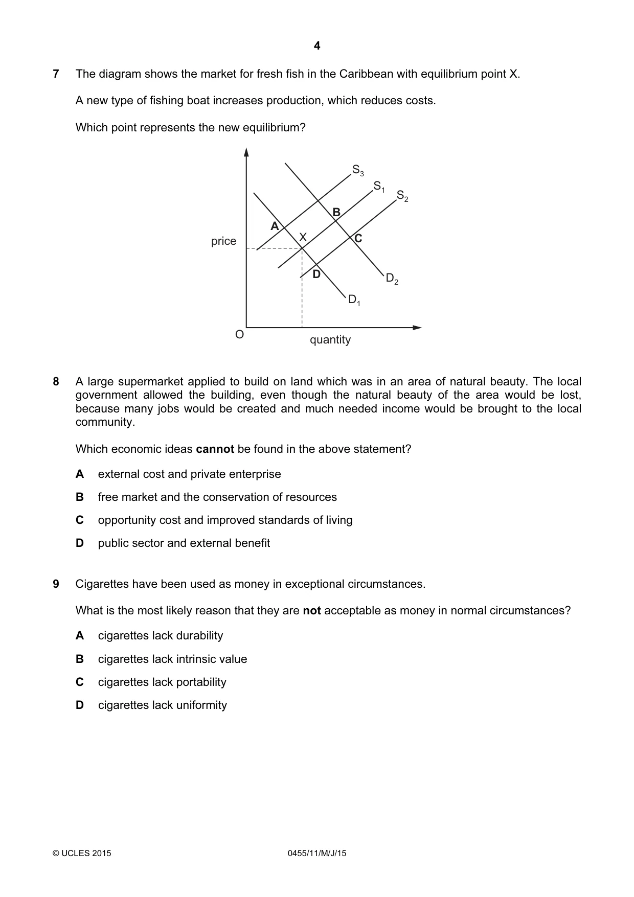 Cambridge IGCSE Economics 0455 2015 May/June Paper 1 · Variant 1 question paper, page 4 of 12