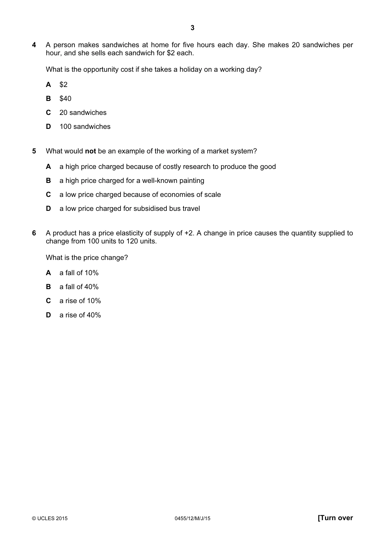 Cambridge IGCSE Economics 0455 2015 May/June Paper 1 · Variant 2 question paper, page 3 of 12