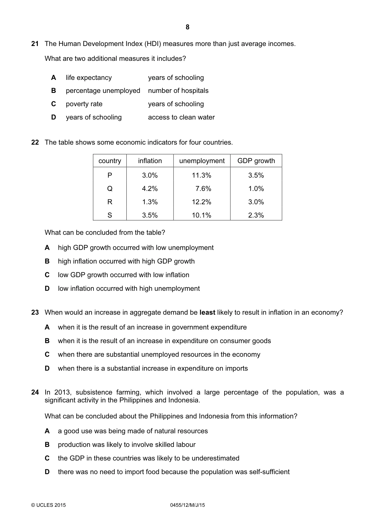 Cambridge IGCSE Economics 0455 2015 May/June Paper 1 · Variant 2 question paper, page 8 of 12