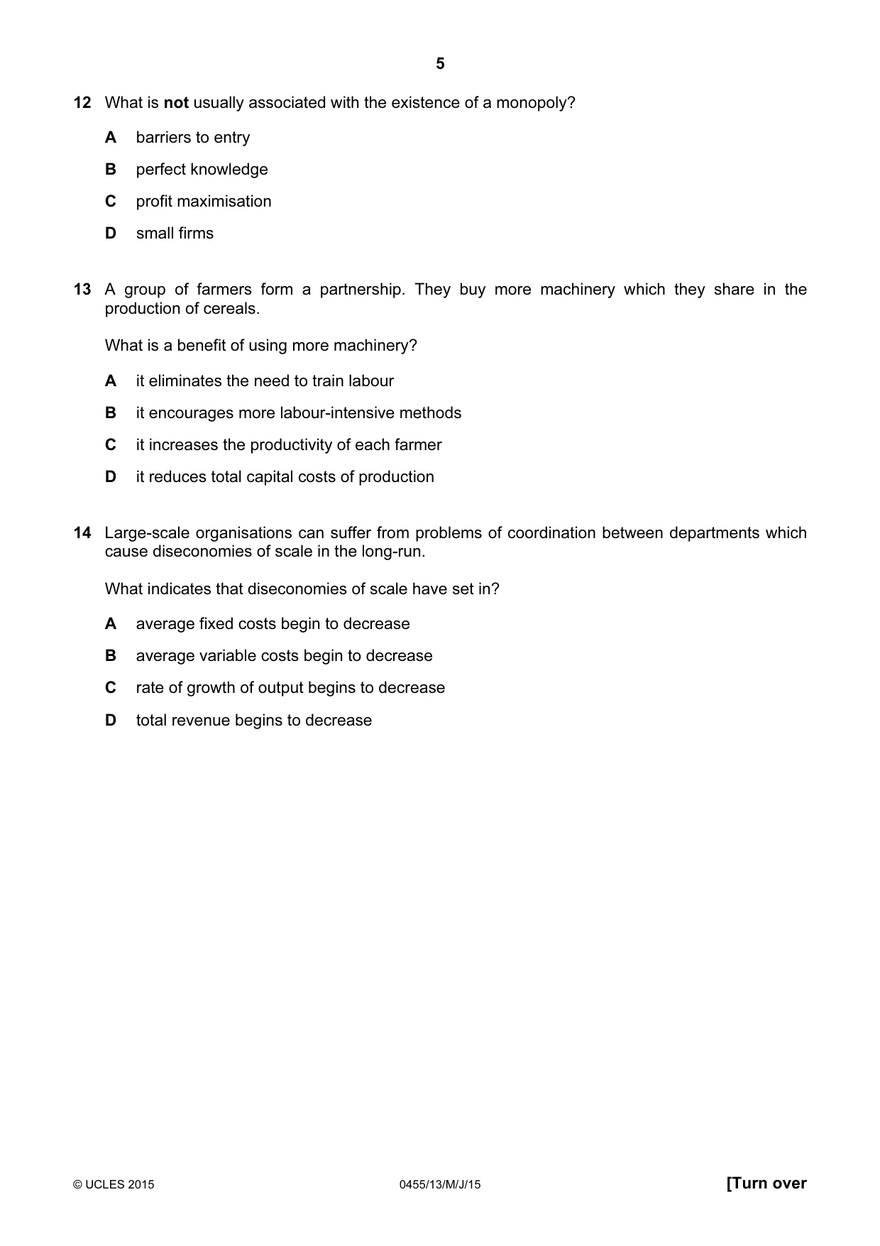 Cambridge IGCSE Economics 0455 2015 May/June Paper 1 · Variant 3 question paper, page 5 of 12