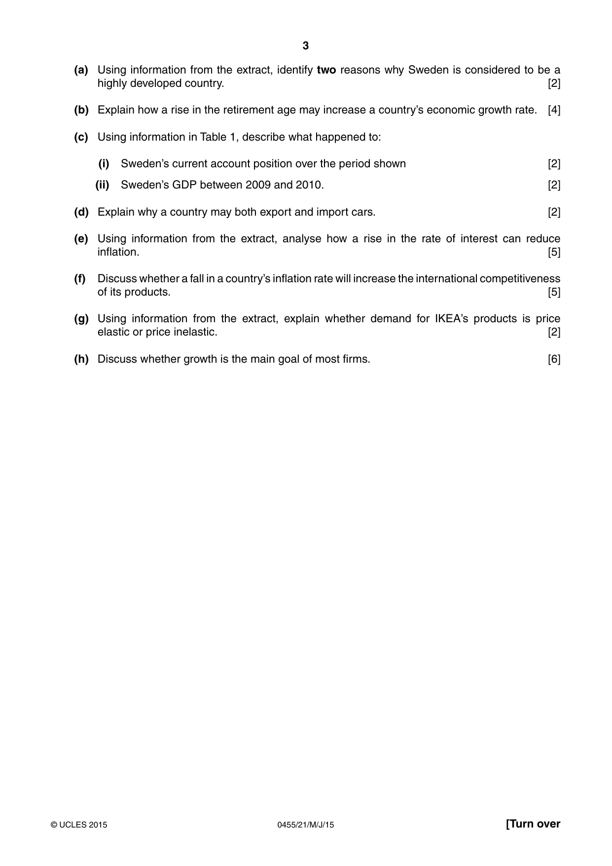 Cambridge IGCSE Economics 0455 2015 May/June Paper 2 · Variant 1 question paper, page 3 of 8