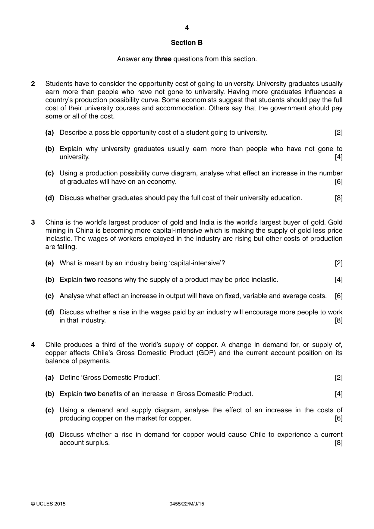 Cambridge IGCSE Economics 0455 2015 May/June Paper 2 · Variant 2 question paper, page 4 of 8