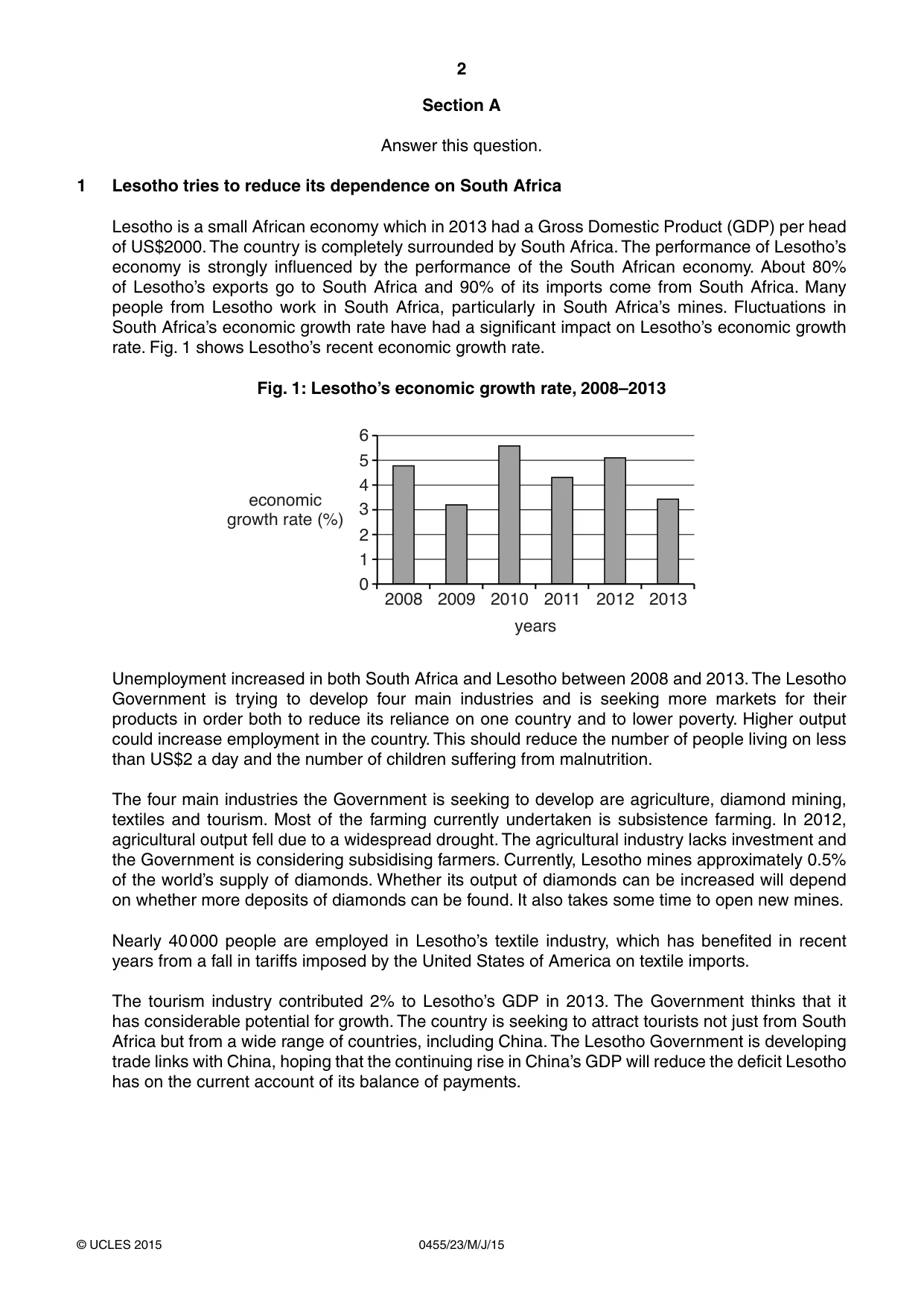 Cambridge IGCSE Economics 0455 2015 May/June Paper 2 · Variant 3 question paper, page 2 of 8
