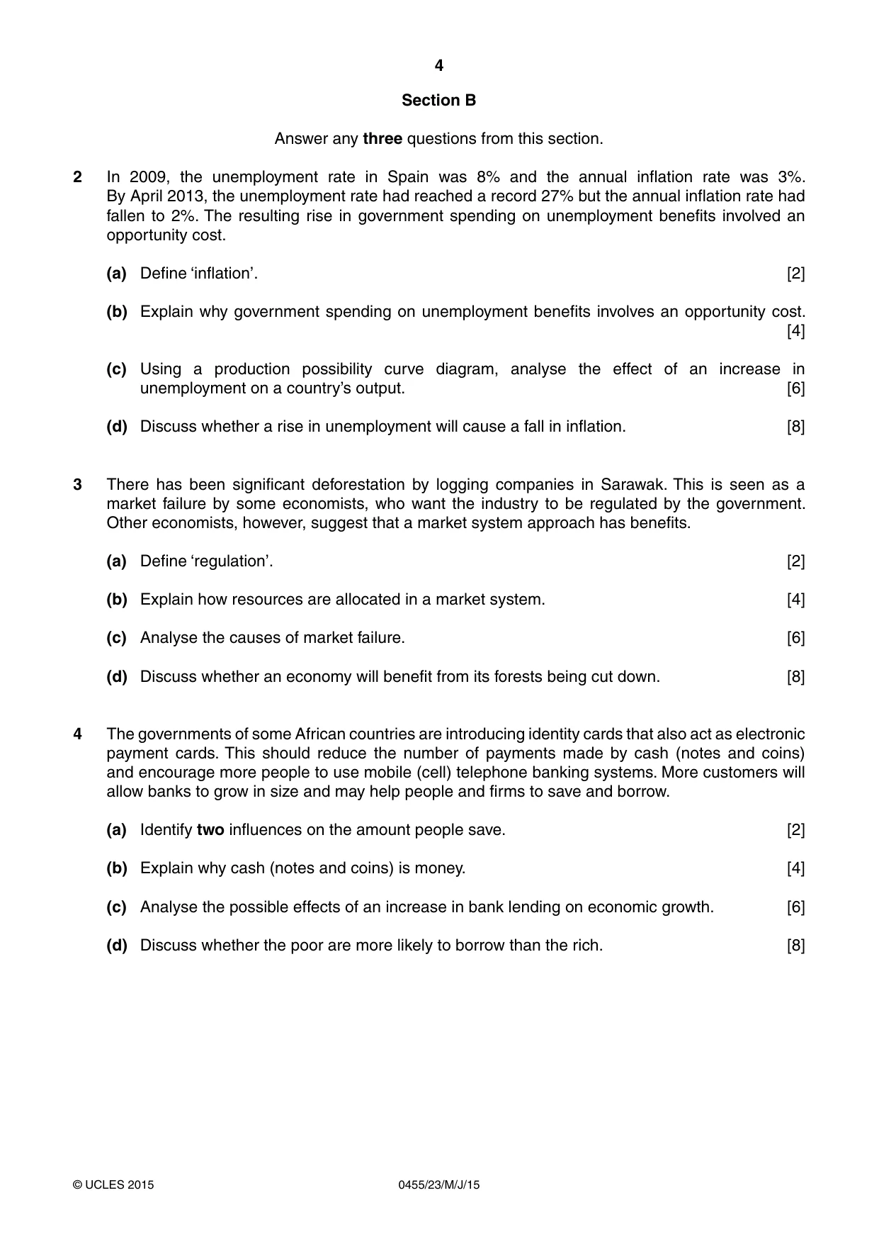 Cambridge IGCSE Economics 0455 2015 May/June Paper 2 · Variant 3 question paper, page 4 of 8