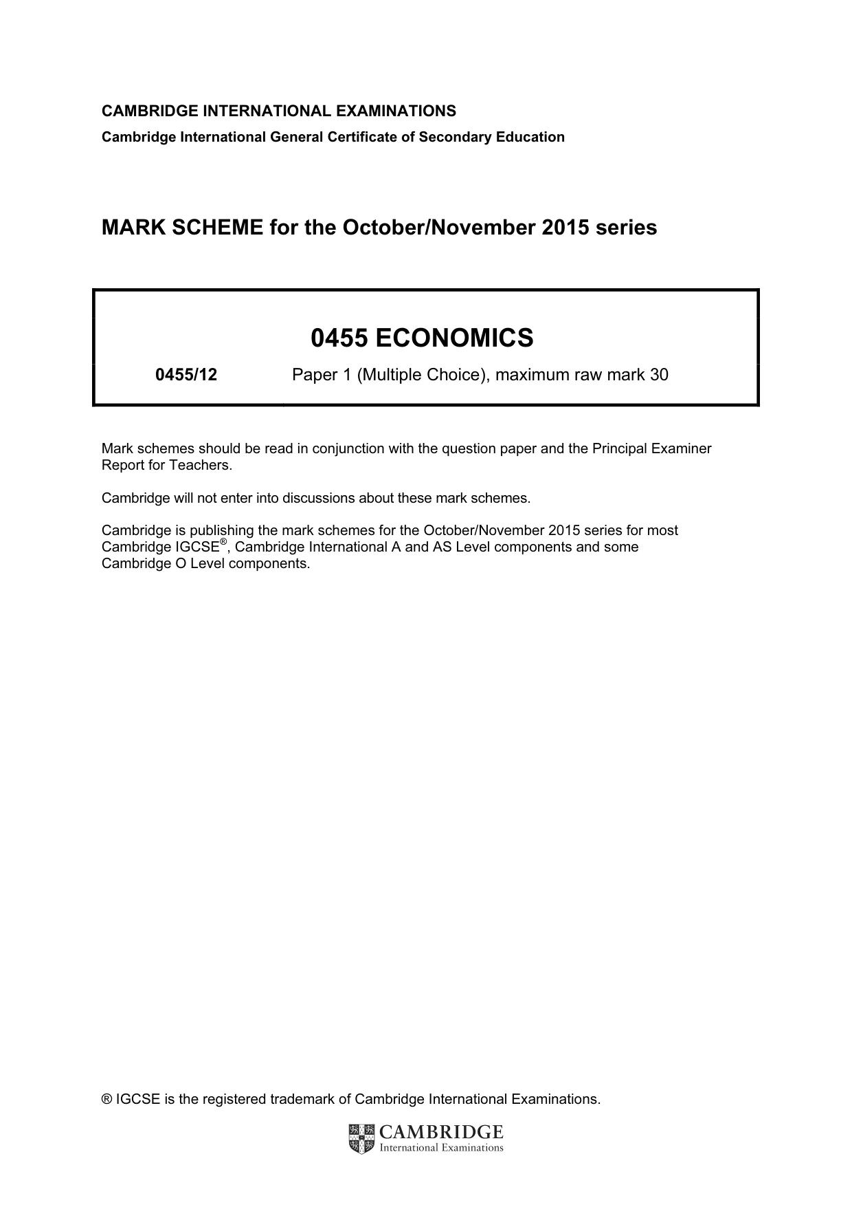 Mark scheme, page 1 of 2