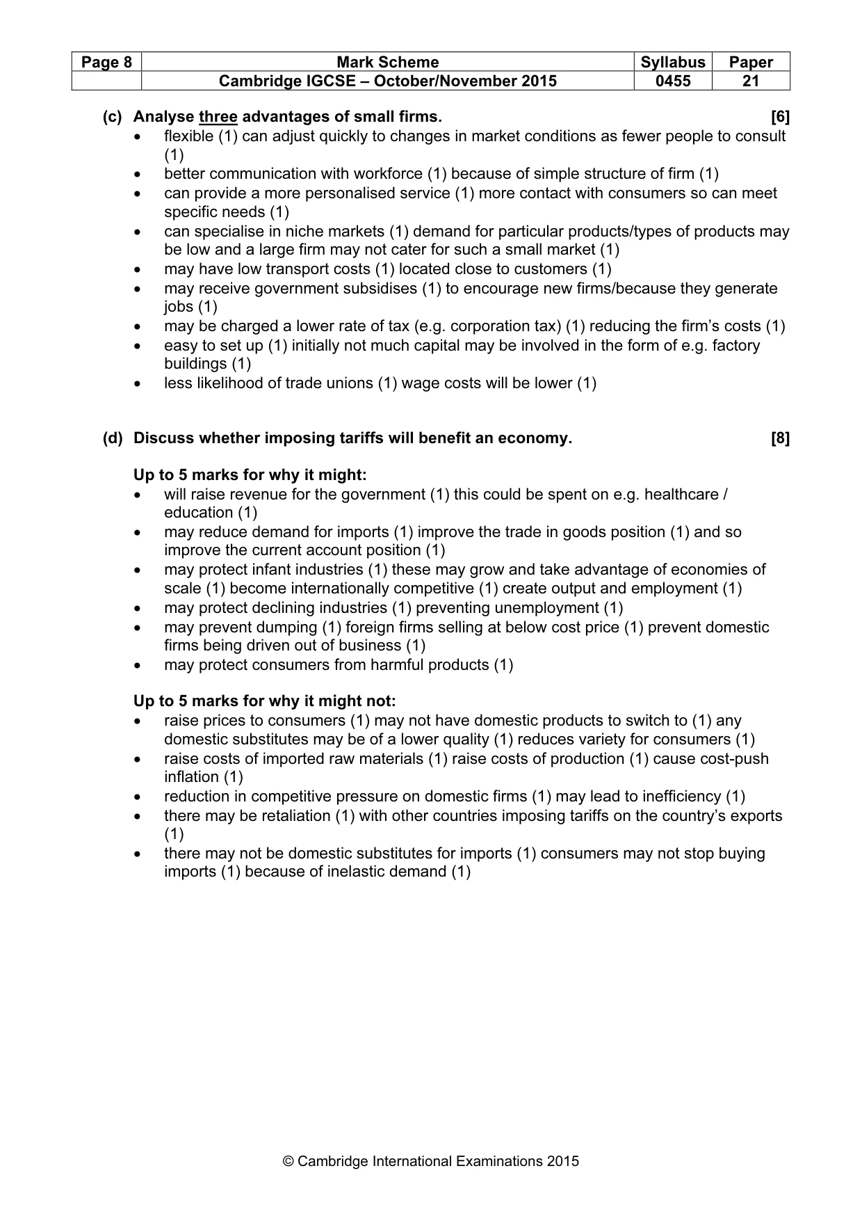 Mark scheme, page 8 of 12