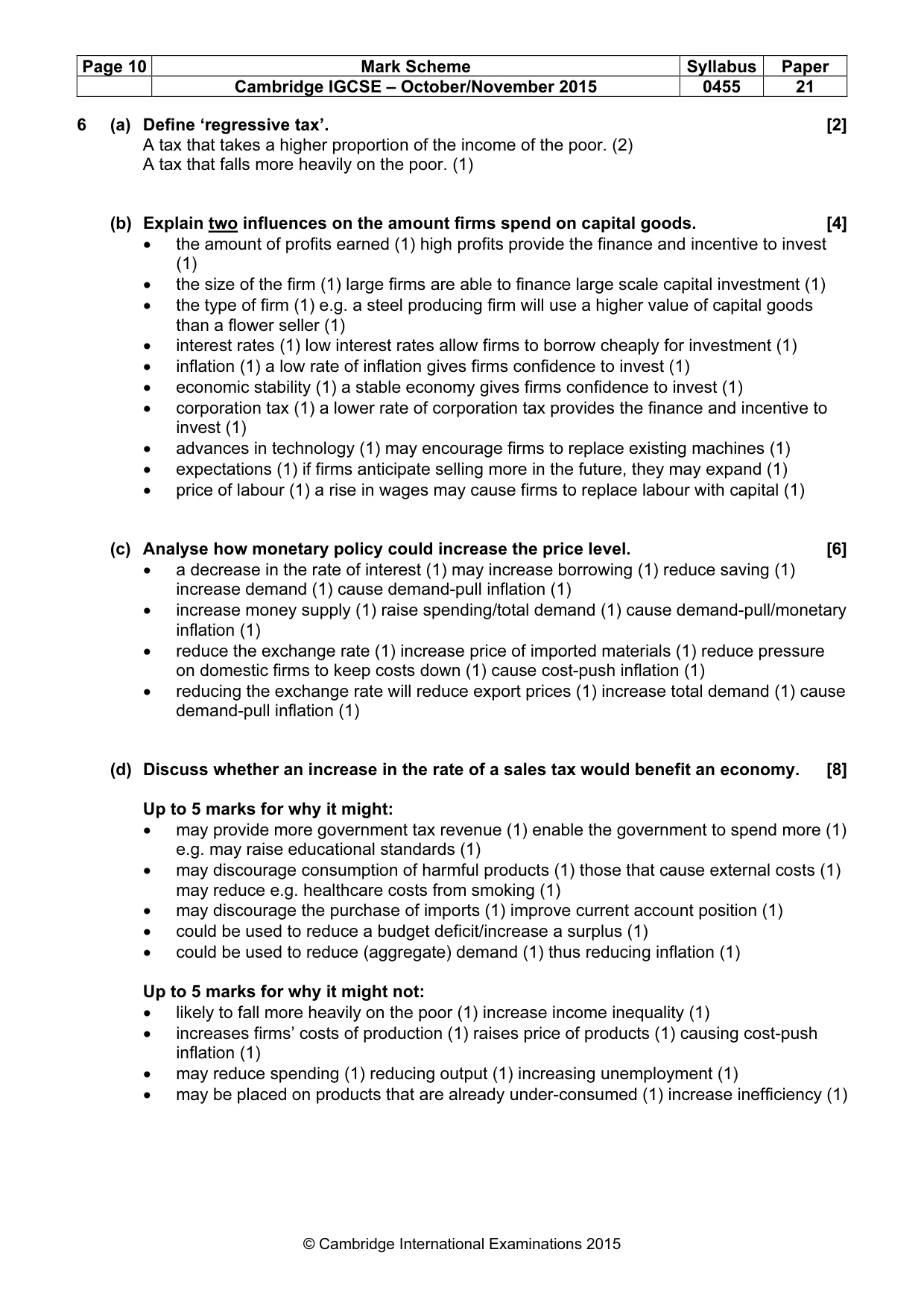 Mark scheme, page 10 of 12