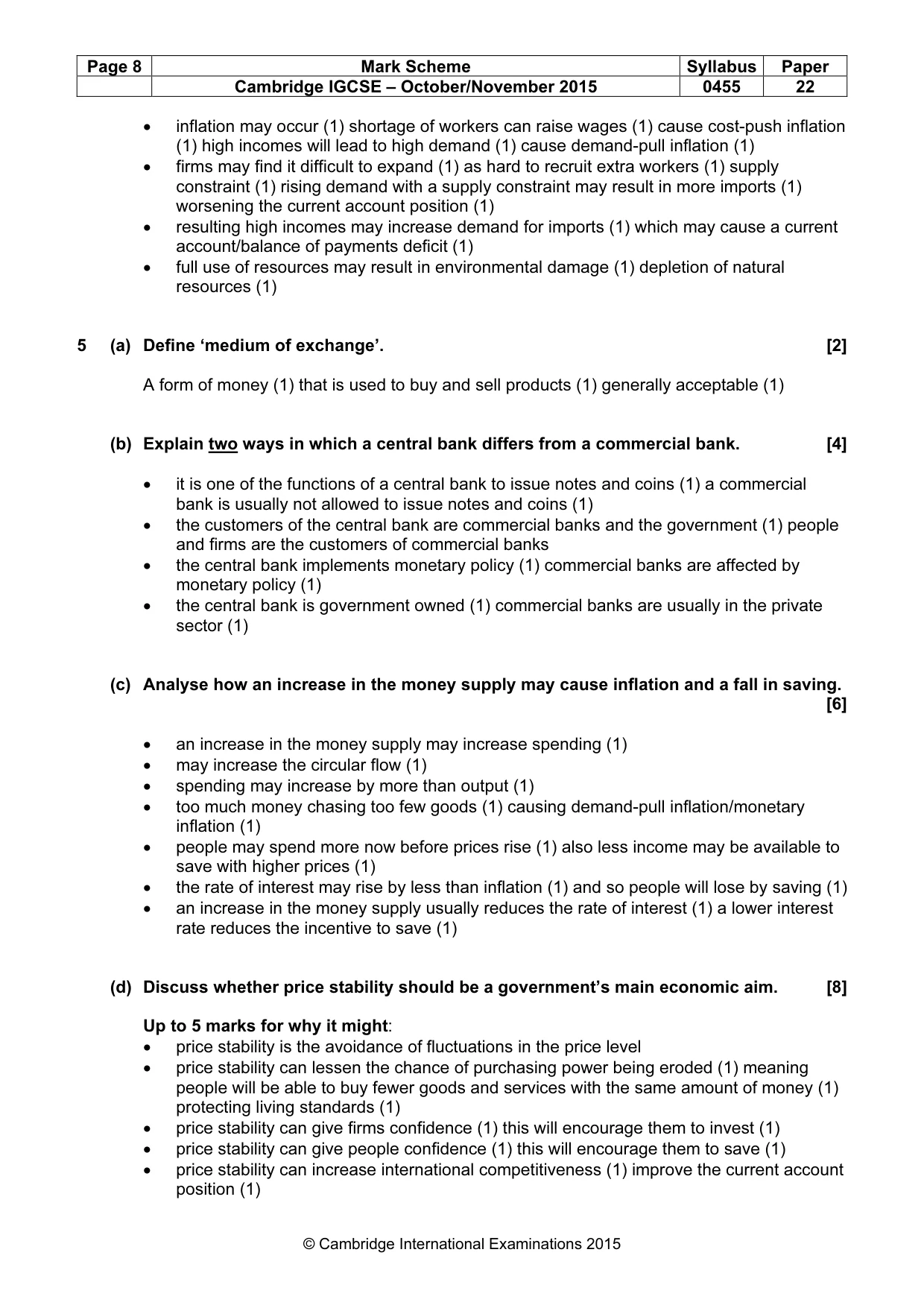 Mark scheme, page 8 of 12