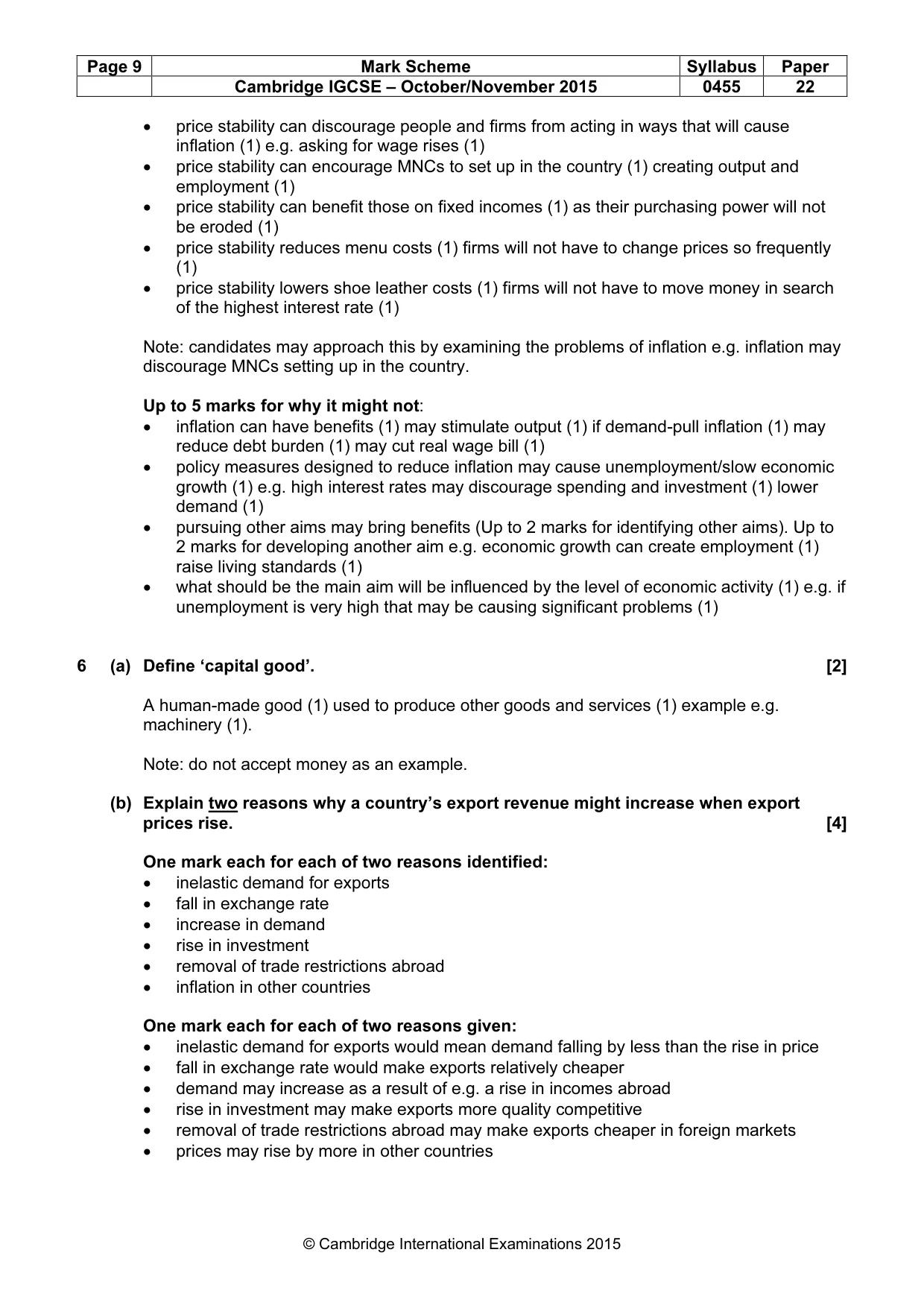 Mark scheme, page 9 of 12