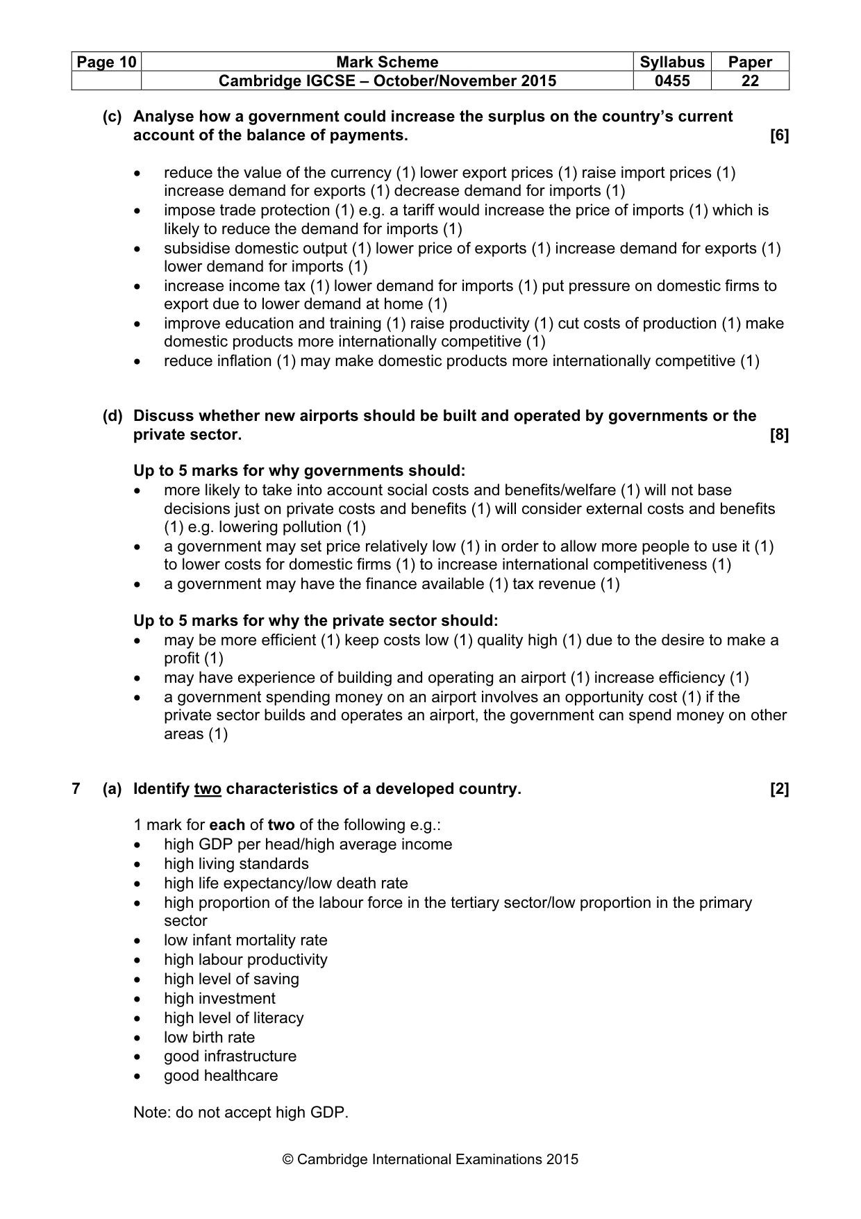 Mark scheme, page 10 of 12