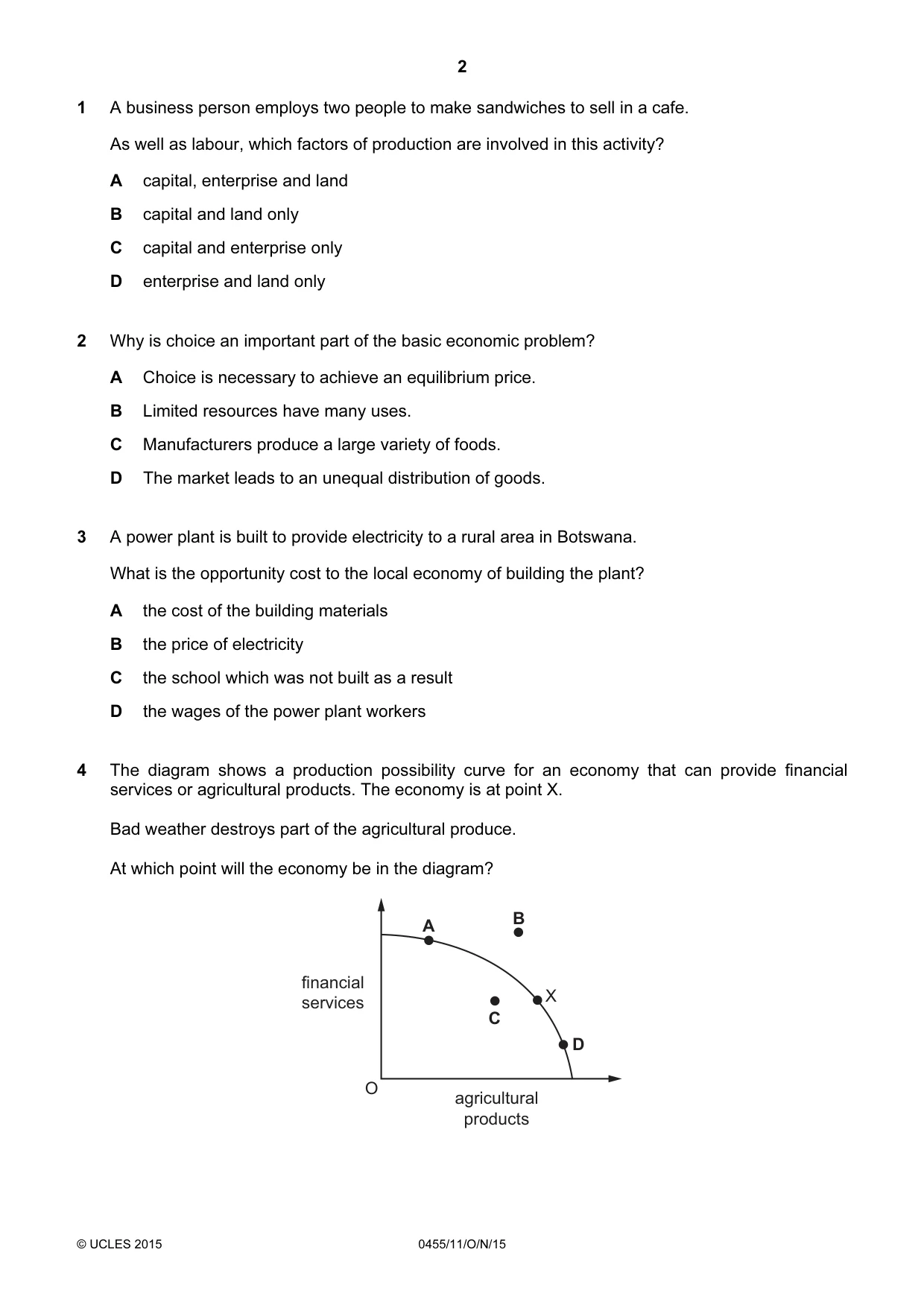 Cambridge IGCSE Economics 0455 2015 Oct/Nov Paper 1 · Variant 1 question paper, page 2 of 12
