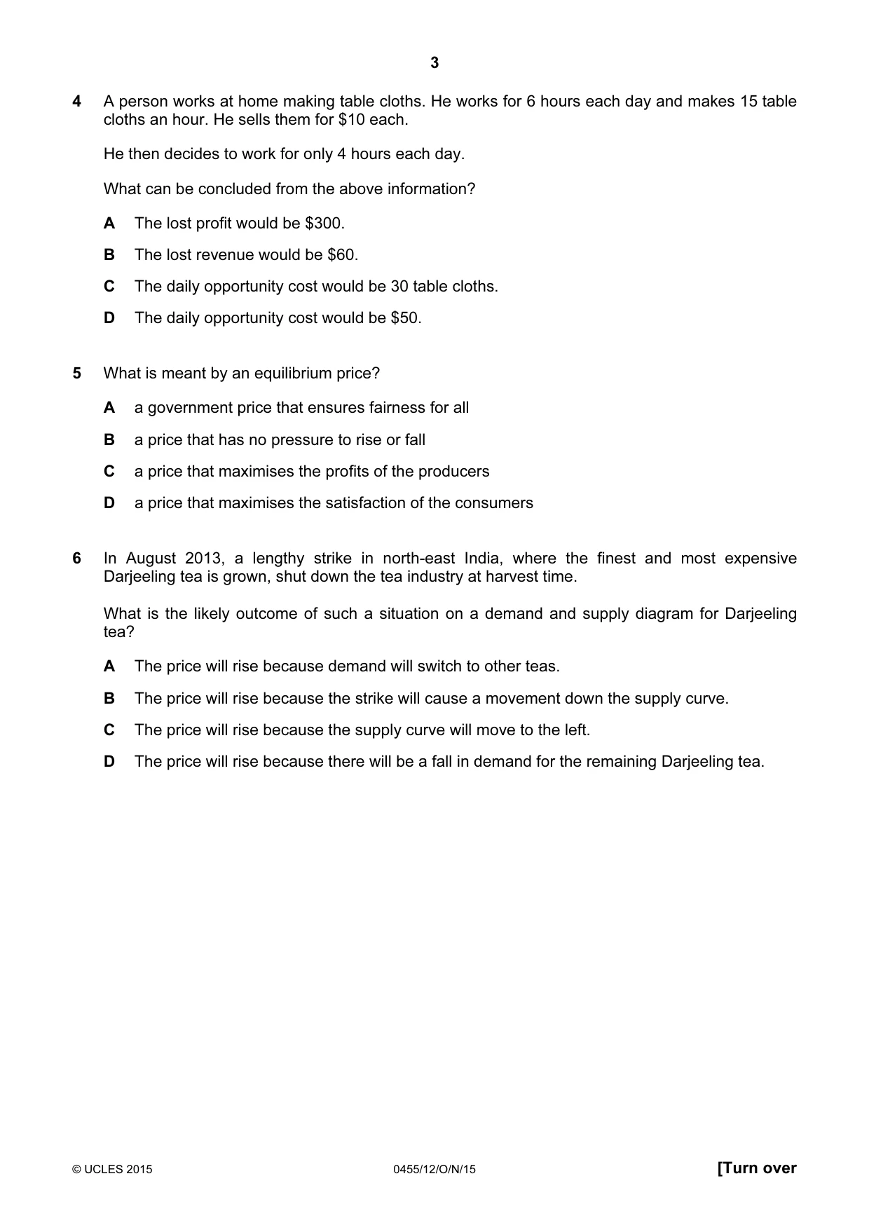 Cambridge IGCSE Economics 0455 2015 Oct/Nov Paper 1 · Variant 2 question paper, page 3 of 12