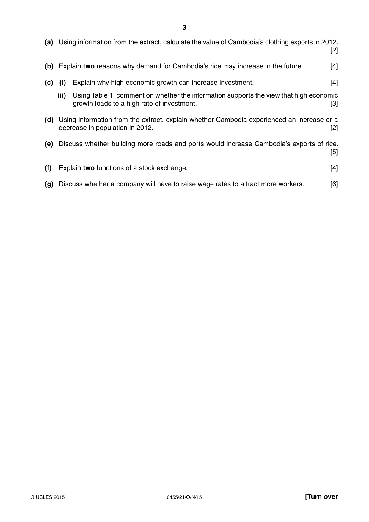 Cambridge IGCSE Economics 0455 2015 Oct/Nov Paper 2 · Variant 1 question paper, page 3 of 8