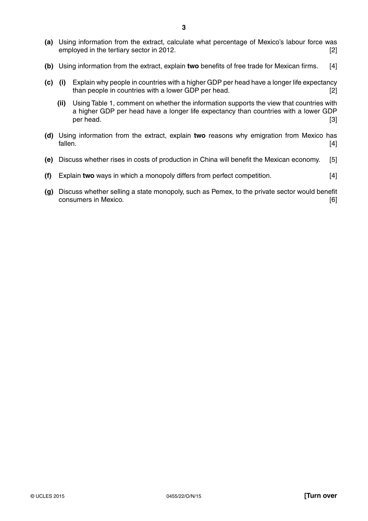Cambridge IGCSE Economics 0455 2015 Oct/Nov Paper 2 · Variant 2 question paper, page 3 of 8
