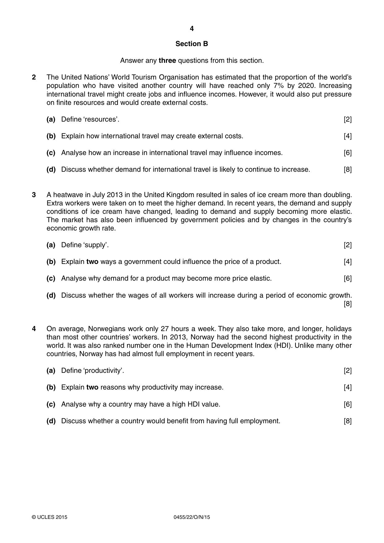 Cambridge IGCSE Economics 0455 2015 Oct/Nov Paper 2 · Variant 2 question paper, page 4 of 8