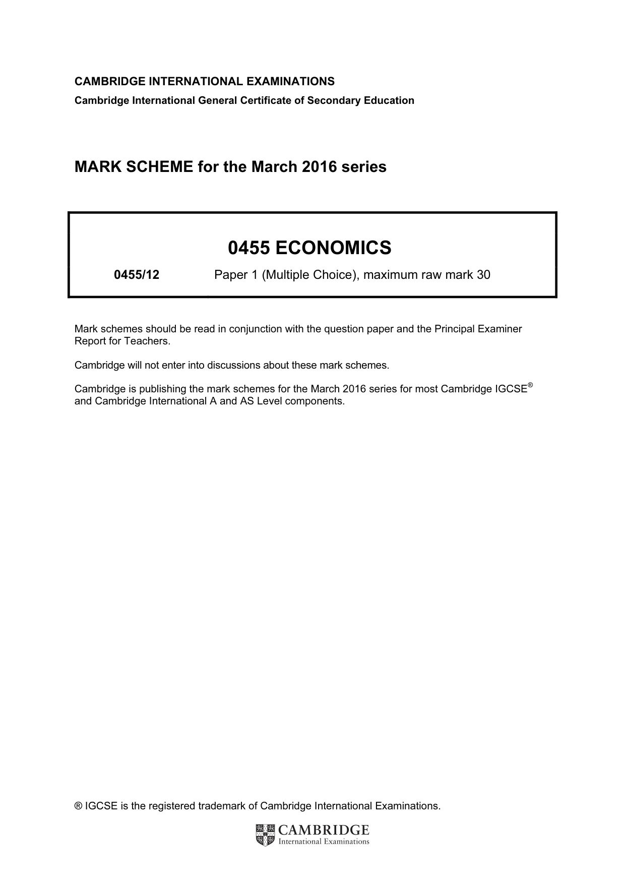 Mark scheme, page 1 of 2