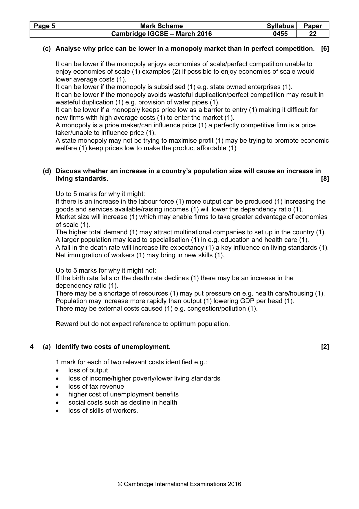 Mark scheme, page 5 of 10