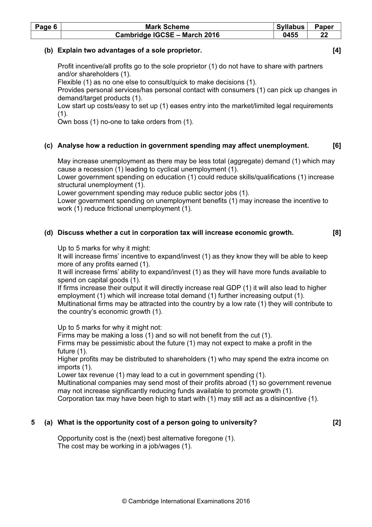 Mark scheme, page 6 of 10