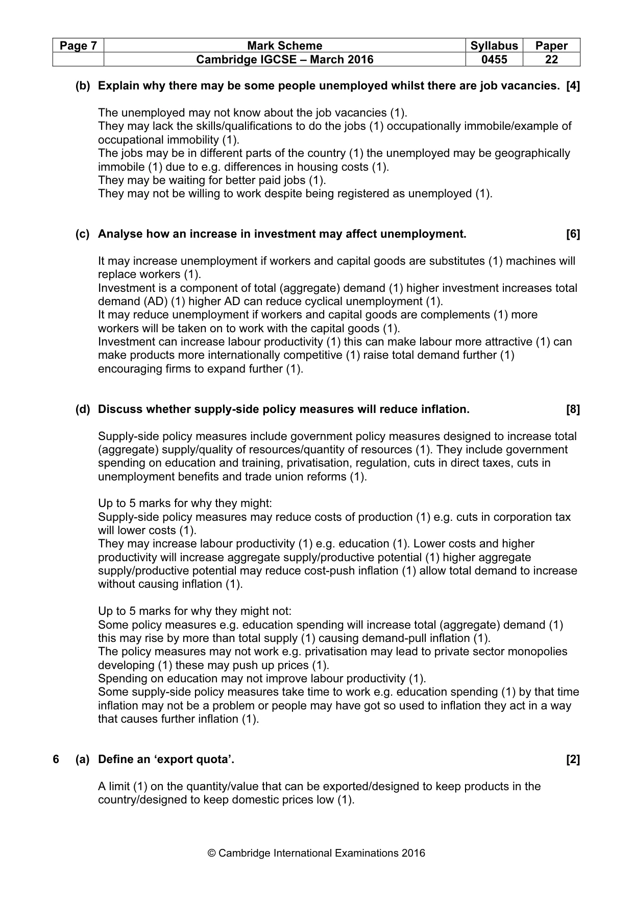 Mark scheme, page 7 of 10