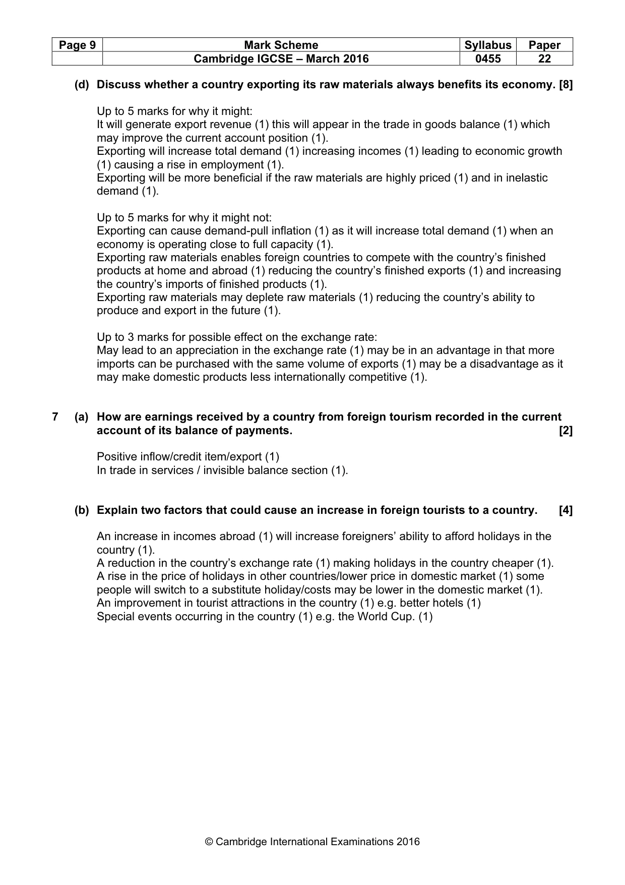 Mark scheme, page 9 of 10