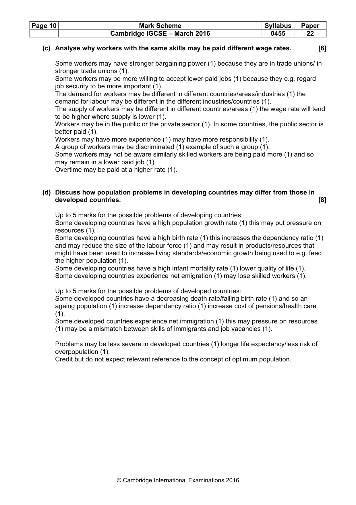 Mark scheme, page 10 of 10
