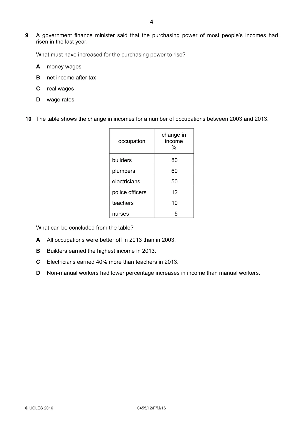 Cambridge IGCSE Economics 0455 2016 Feb/March Paper 1 · Variant 2 question paper, page 4 of 12