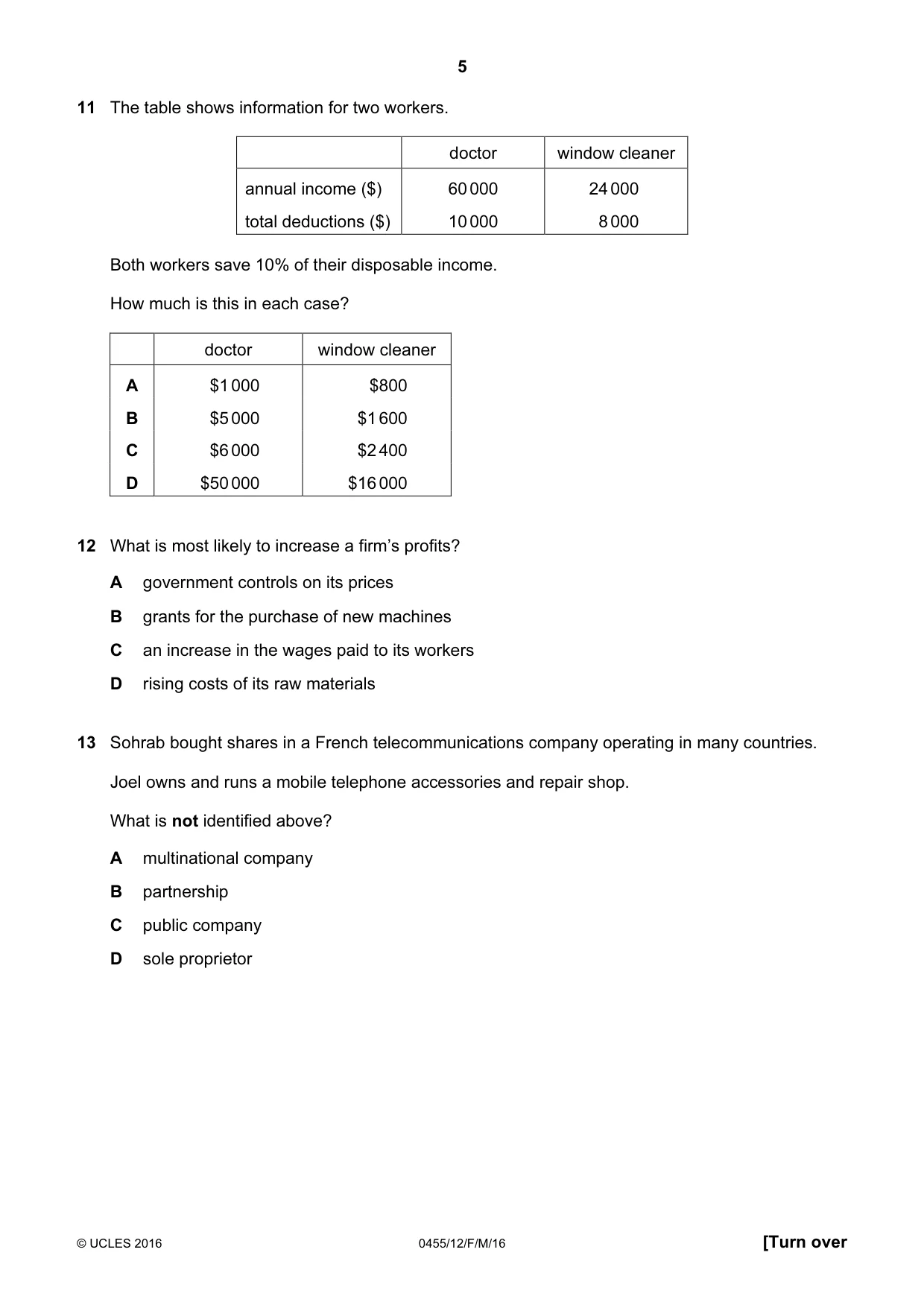 Cambridge IGCSE Economics 0455 2016 Feb/March Paper 1 · Variant 2 question paper, page 5 of 12