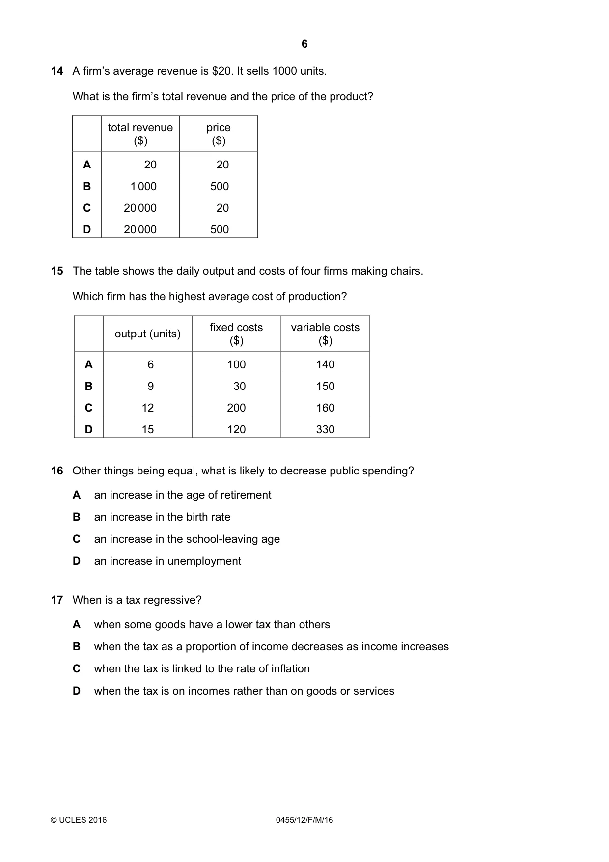 Cambridge IGCSE Economics 0455 2016 Feb/March Paper 1 · Variant 2 question paper, page 6 of 12