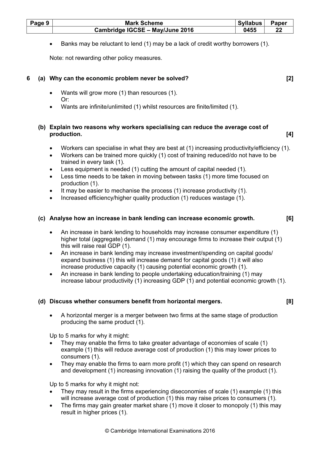 Mark scheme, page 9 of 11