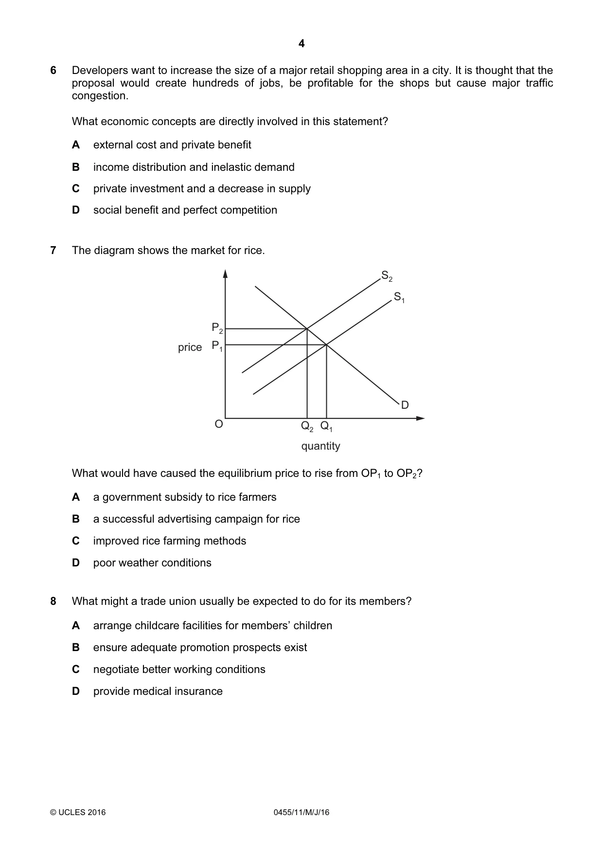 Cambridge IGCSE Economics 0455 2016 May/June Paper 1 · Variant 1 question paper, page 4 of 12