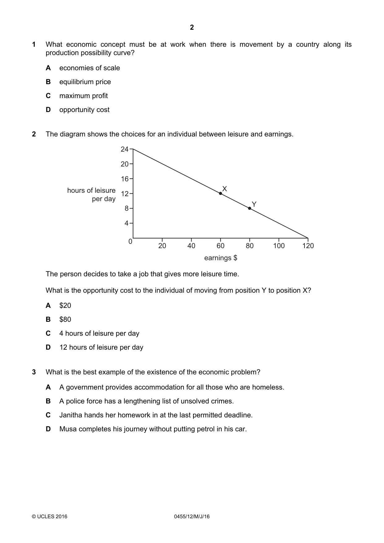 Cambridge IGCSE Economics 0455 2016 May/June Paper 1 · Variant 2 question paper, page 2 of 12